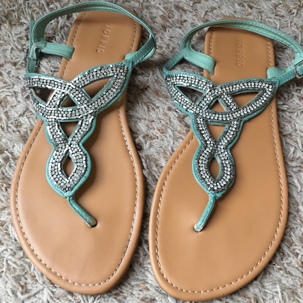 Turquoise Rhinestone Sandals
